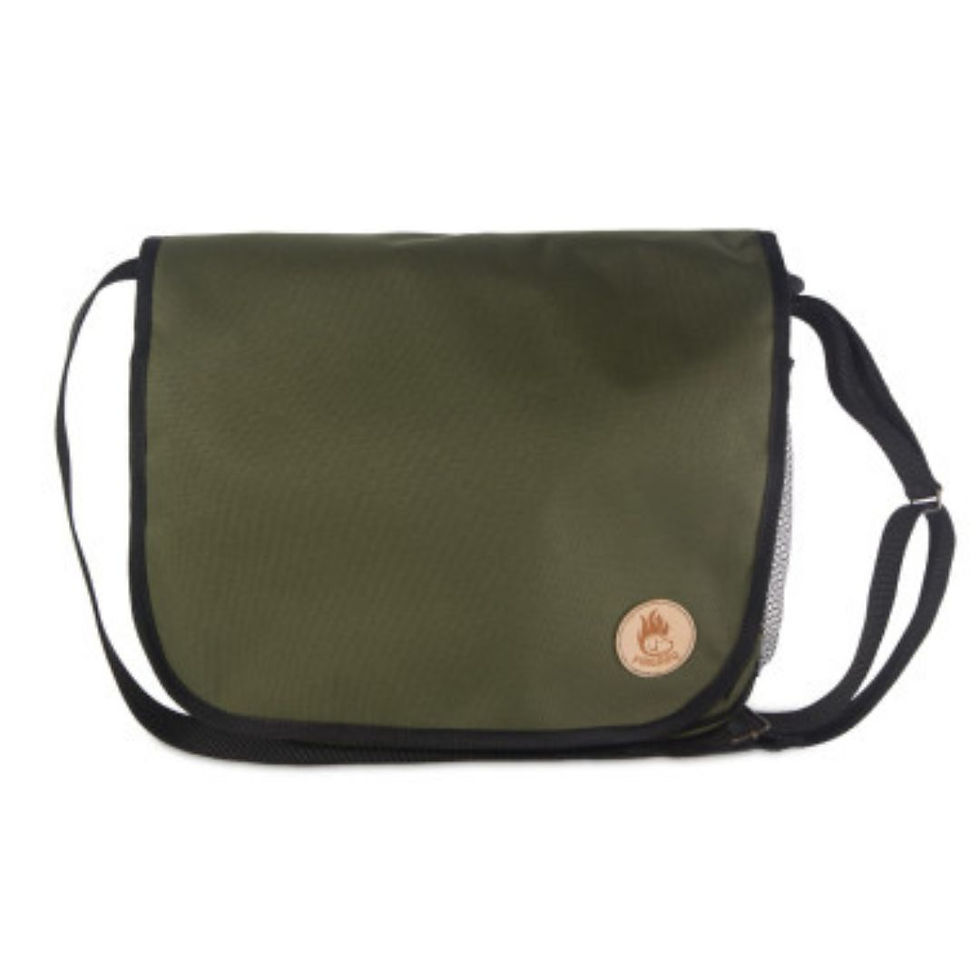 Front view of the green Firedog Dummy Bag