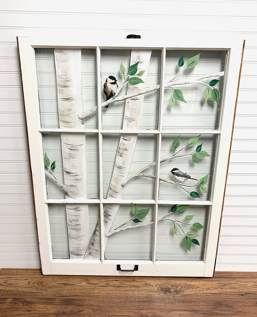 Birch tree with chickadees