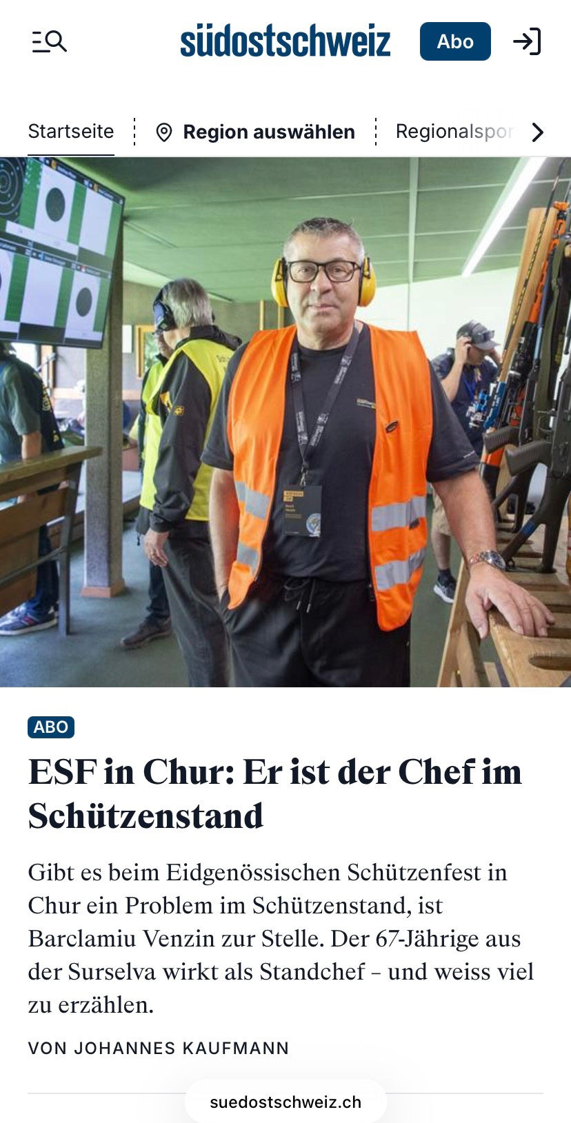 Barcli Venzin ist der Chef im Schützenstand beim ESF 2026 in Chur