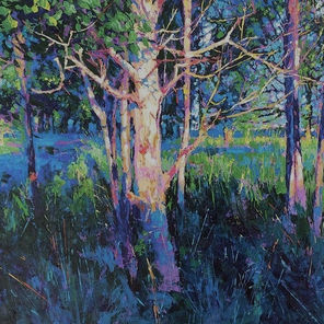 painting trees in a blue light