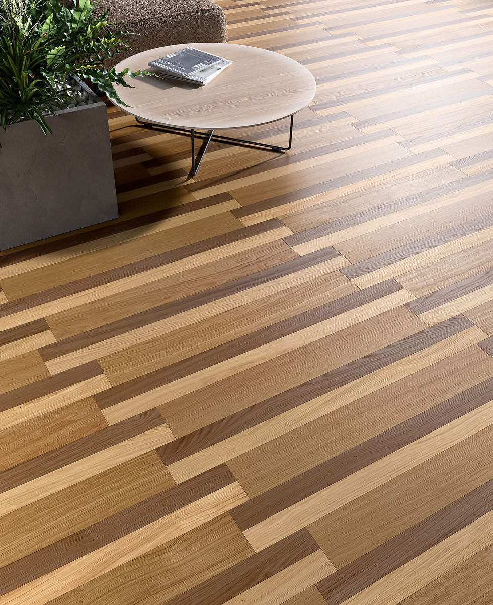 Hardwood floorboards at normal moisture content