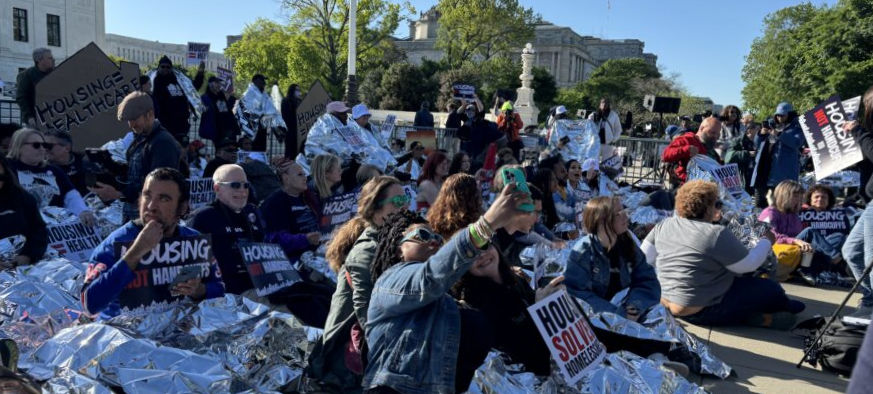 Protestors "sleeping out" in support of homeless people.