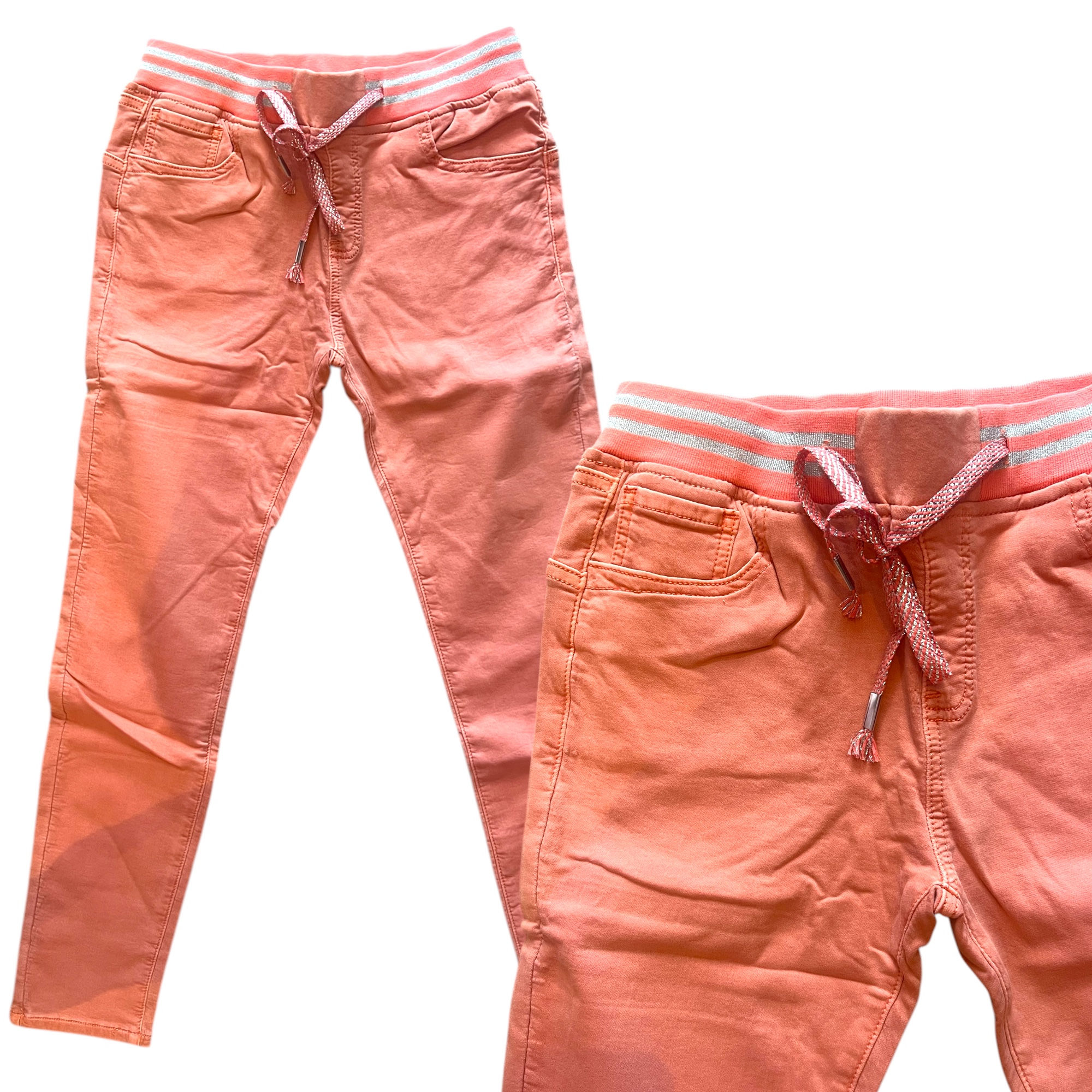 Jeans met elastiek abrikoos