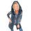 Thumbnail: Glans bodywarmer halflang met kap en namaakbont marineblauw