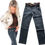 Thumbnail: Jeansbroek straight antraciet met geborduurde bloemetjes 