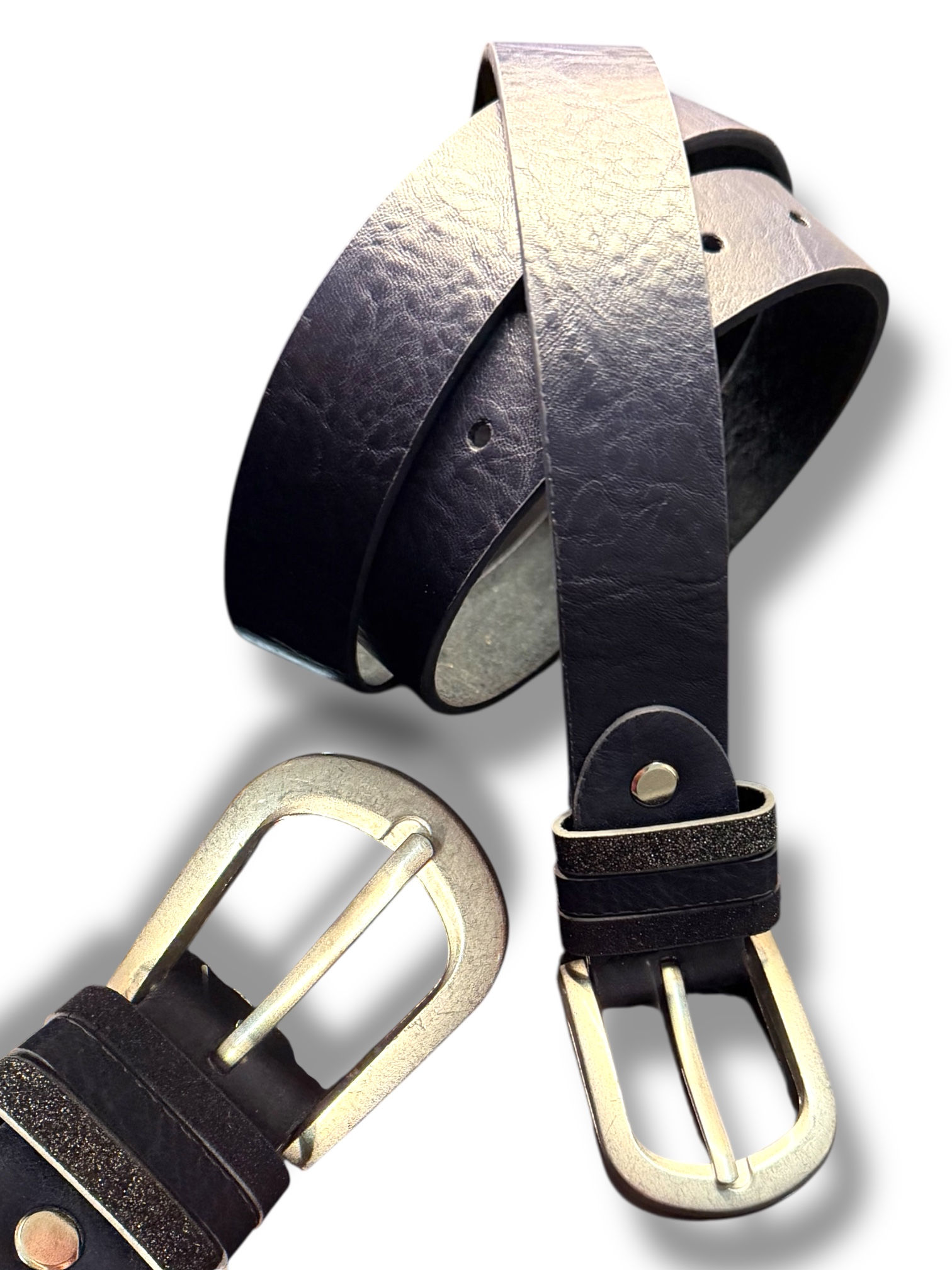 Broeksriem leder marineblauw