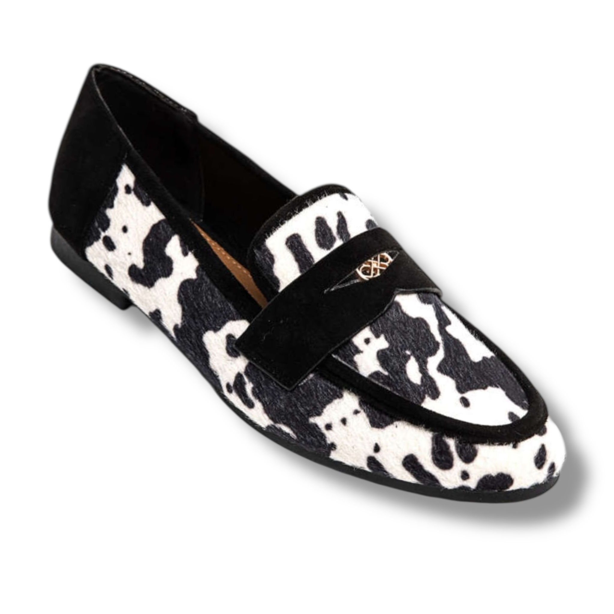 Mocassin zwart wit “cow”