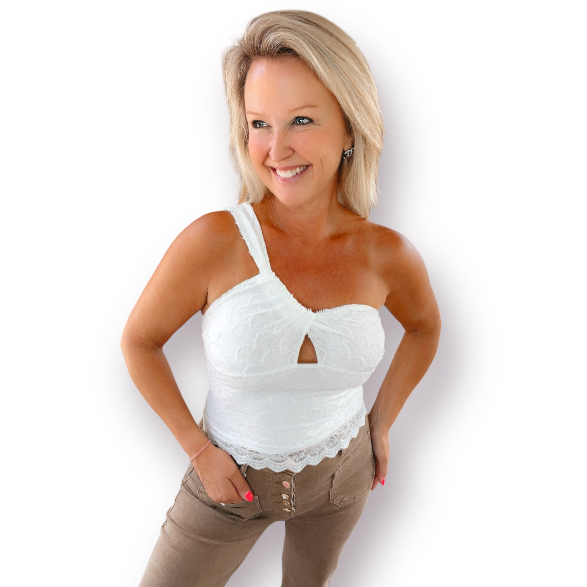 Assymetrische top wit