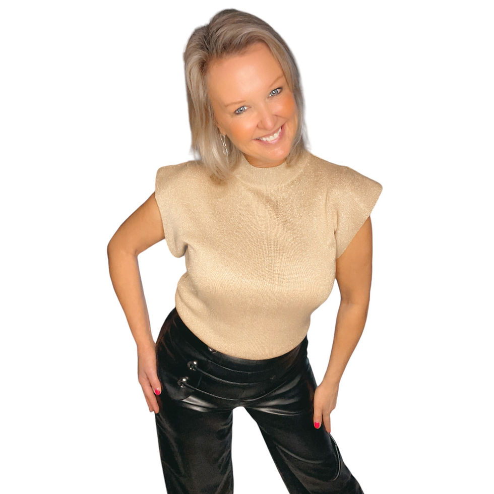 Thumbnail: Feestelijke top goud met oversized schouders