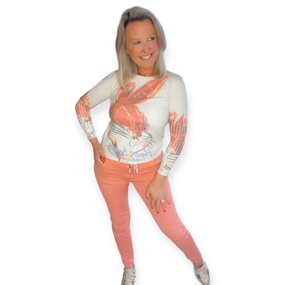 Thumbnail: Gebreide trui met opdruk recto verso Bunny