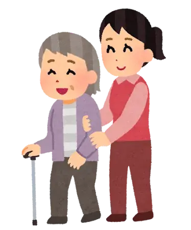 介護スタッフと高齢者