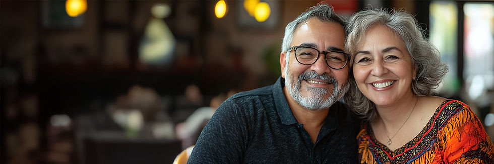 elderly couple smiling