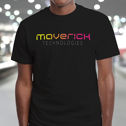 Black t-shirt with 'maverick TECHNOLOGIES' logo