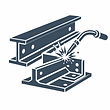 Icon of a welding torch on steel fabrication beams