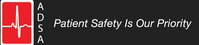 ADSA logo, text "Patient Safety Is Our Priority" with ECG waveform.