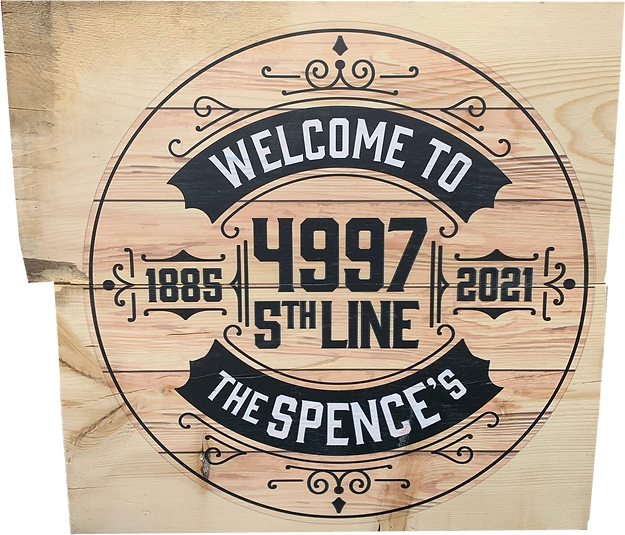 Welcome to 4997 5th Line The Spence's 1885 2021 sign