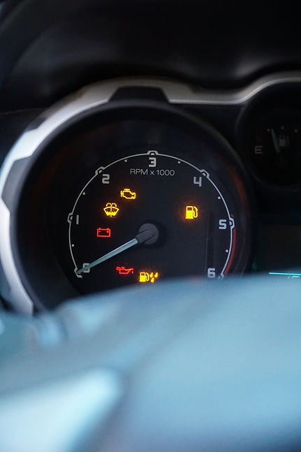 Vehicle dashboard with service warning lights