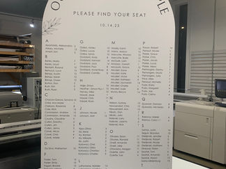 Arched seating chart with "Our Favourite People"