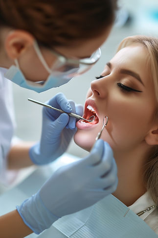 Dentist examining a patient during a dental emergency