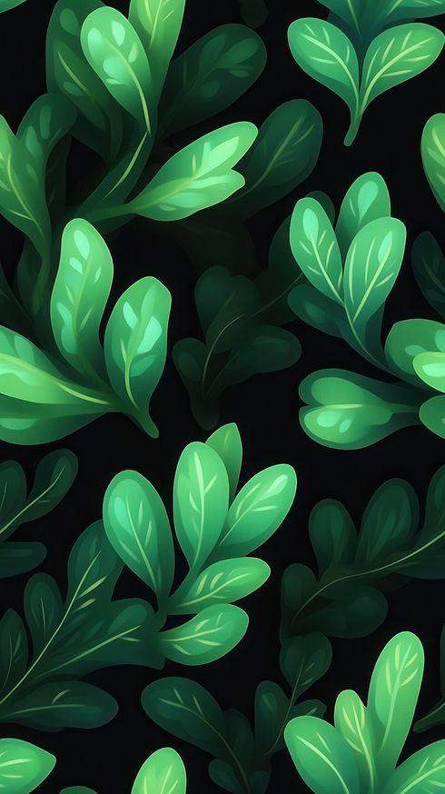Lush green leafy pattern on a dark background