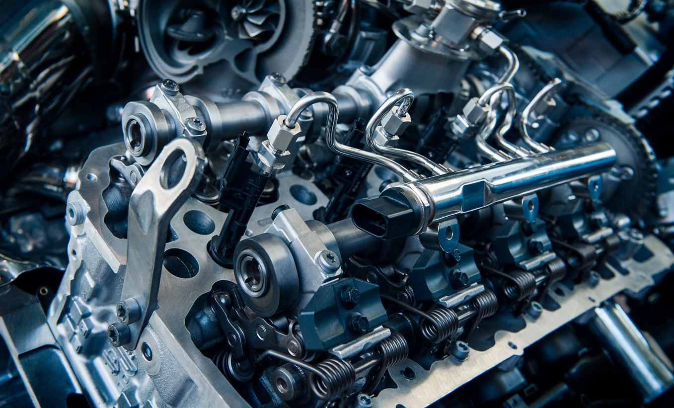 The powerful engine of a car.