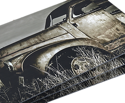 Layered prints of a rusty old truck