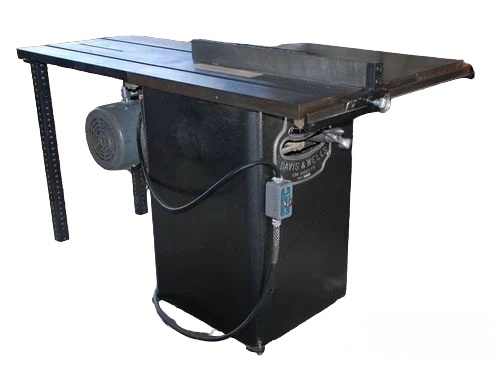 Vintage table saw with motor, ready for lumber wood