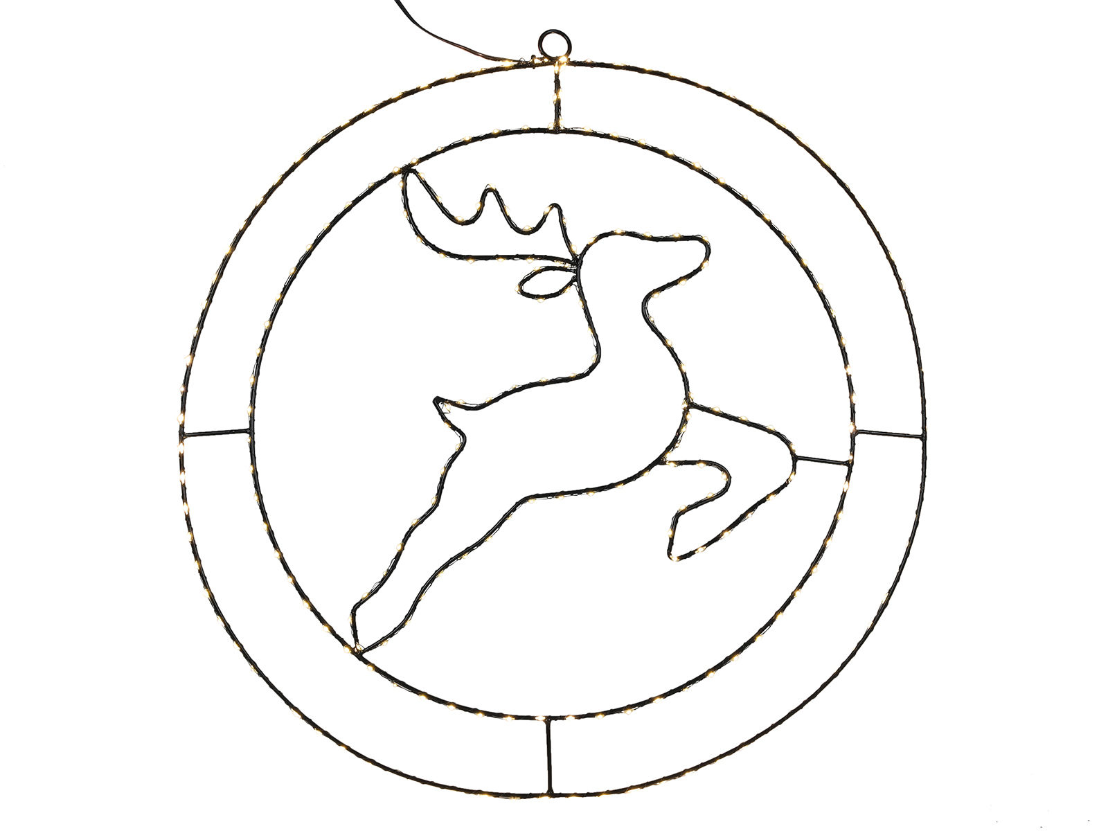 Ring med rensdyr i midten og micro led lyskæde som glimter