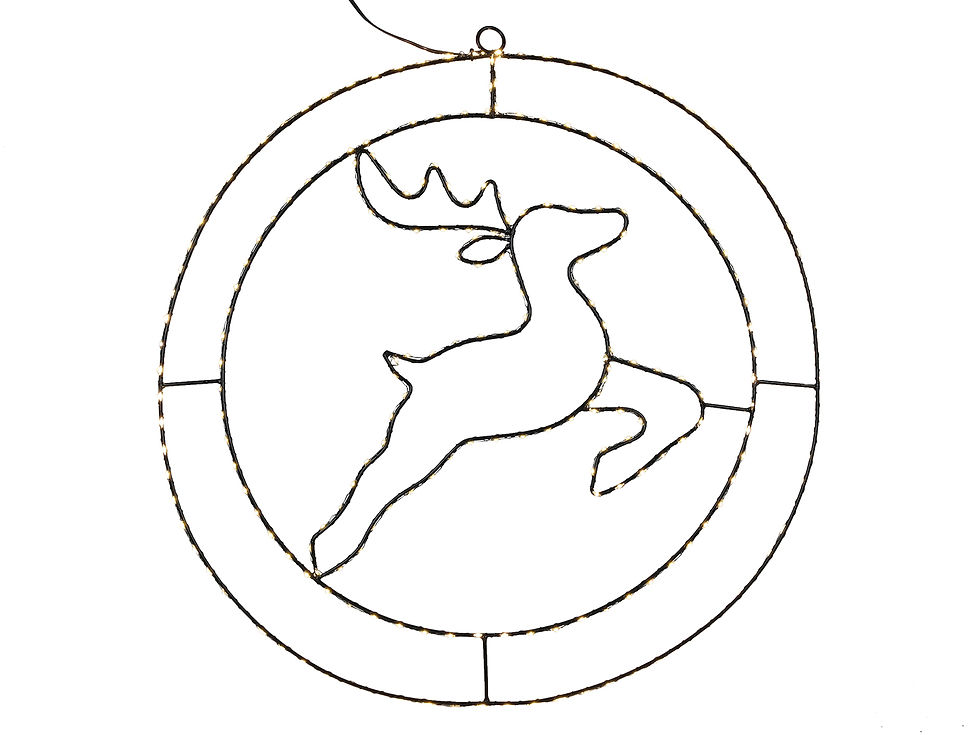 Ring med rensdyr i midten og micro led lyskæde som glimter