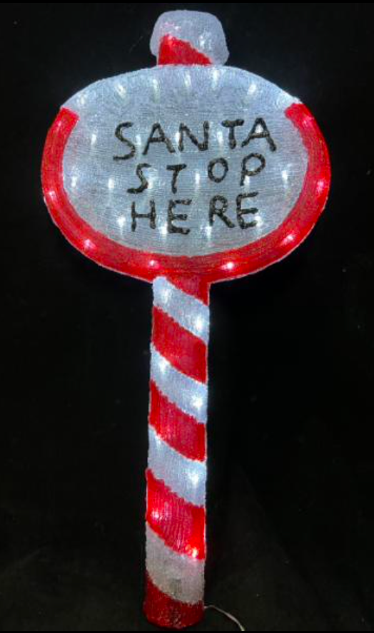Miniaturebillede: Jule is skilt i akryl (santa stop here)