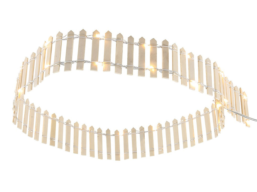 Mini hegn i natur træ med led lys