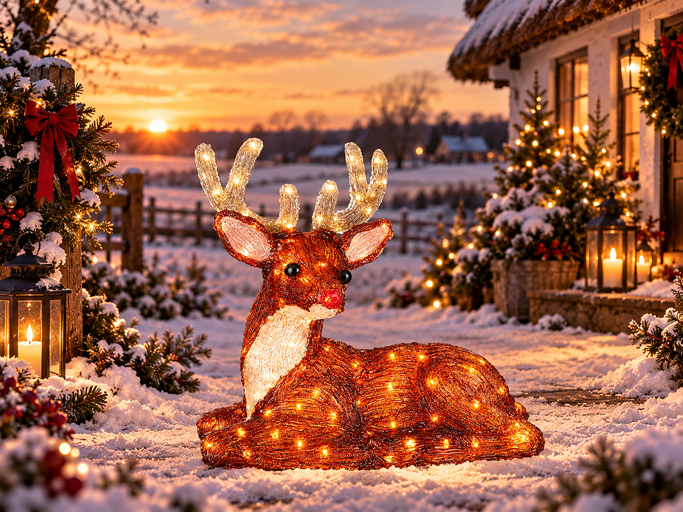 Siddende akryl rensdyr med 140 LED