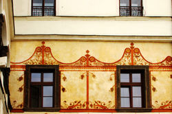Besztercebánya - Beniczky Tamás háza sgraffitó homlokzattal.