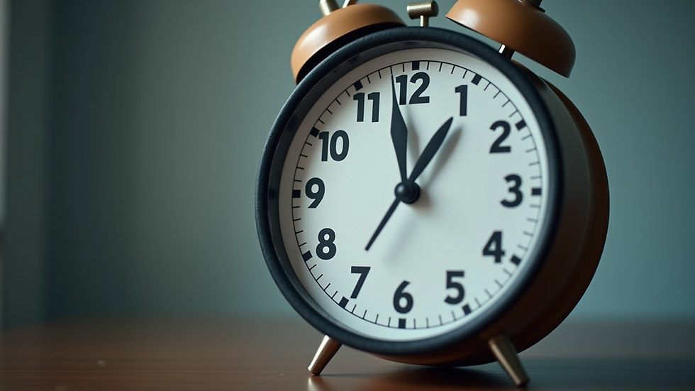 Eye-level view of a clock showing time passing quickly