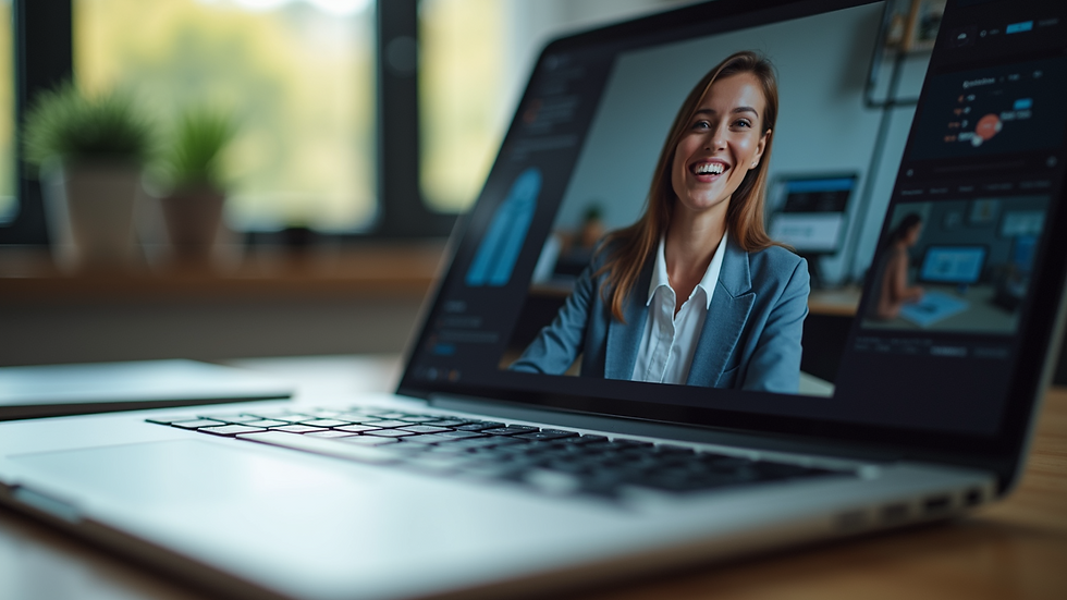 Close-up view of a laptop with a coaching session on the screen