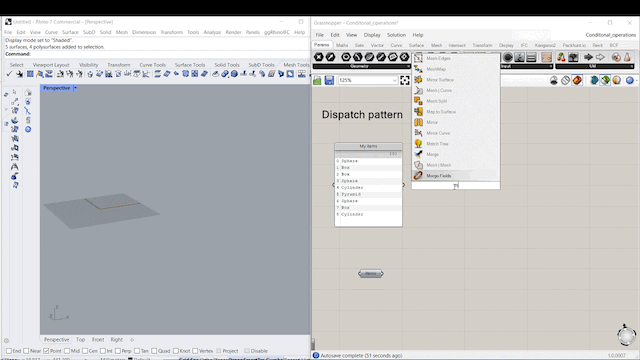 Step 1: Dispatch pattern Grasshopper