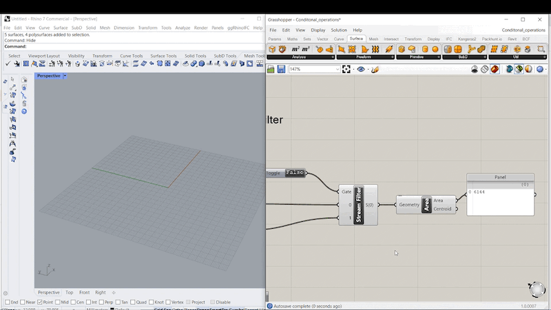 Step 7: Adding a stream filter in Grasshopper
