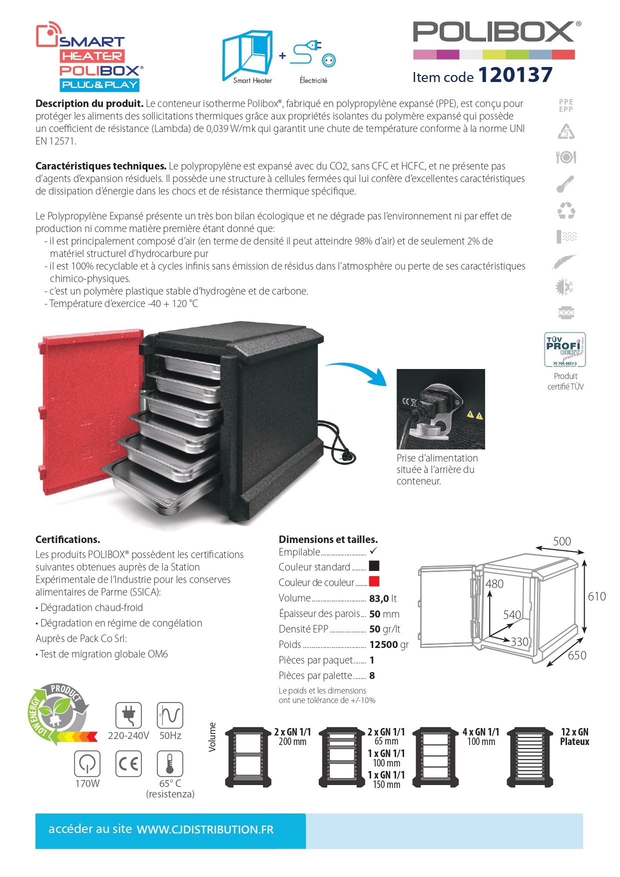 Conteneur chauffant électrique Sherpa 9 ou 12 niveaux GN1/1