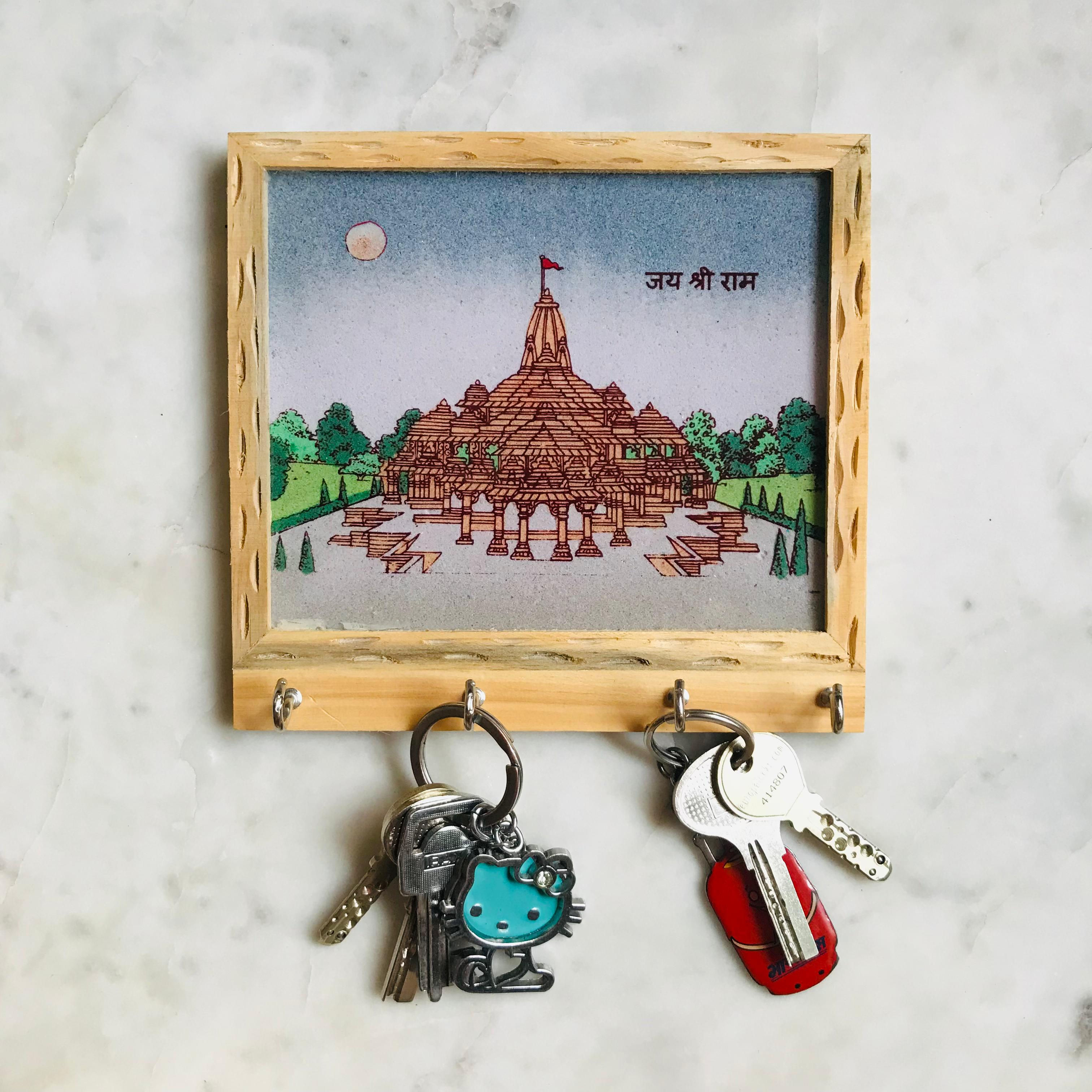 AYODHYA RAM MANDIR Keychain Holder (Rajasthani Gemstone Craft)