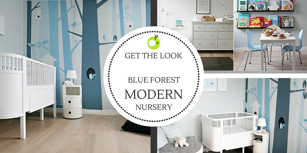 get the look-blue forest modern nursery
