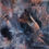 Thumbnail: Peinture de canard dans l'eau de couleur orange, bleu et gris sur papier, image rapprochée.