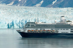 Cruise ship in Alaska near glacier