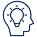 An icon of a lightbulb inside a mind