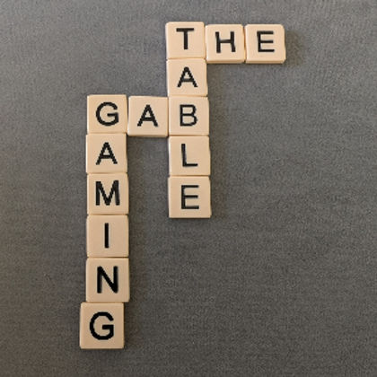 Bananagrams spelling the gaming table