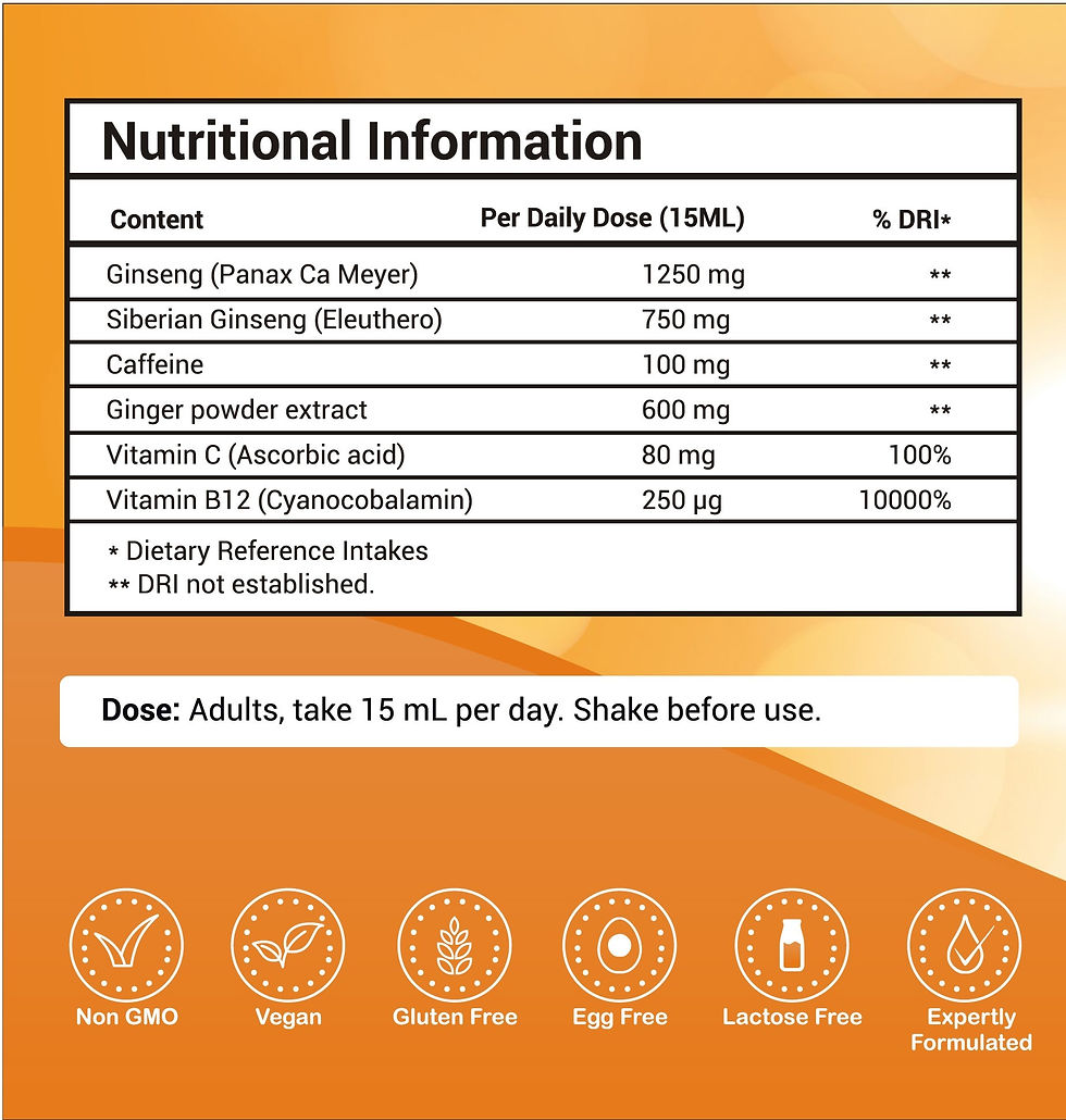 Thumbnail: Ginseng Energy Liquid with Panax Ginseng, Siberian Ginseng & Ginger Root
