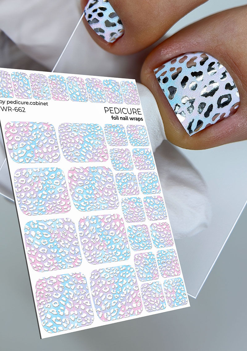 Pedicure Leo. Silver Foil. Nail wraps WR-662