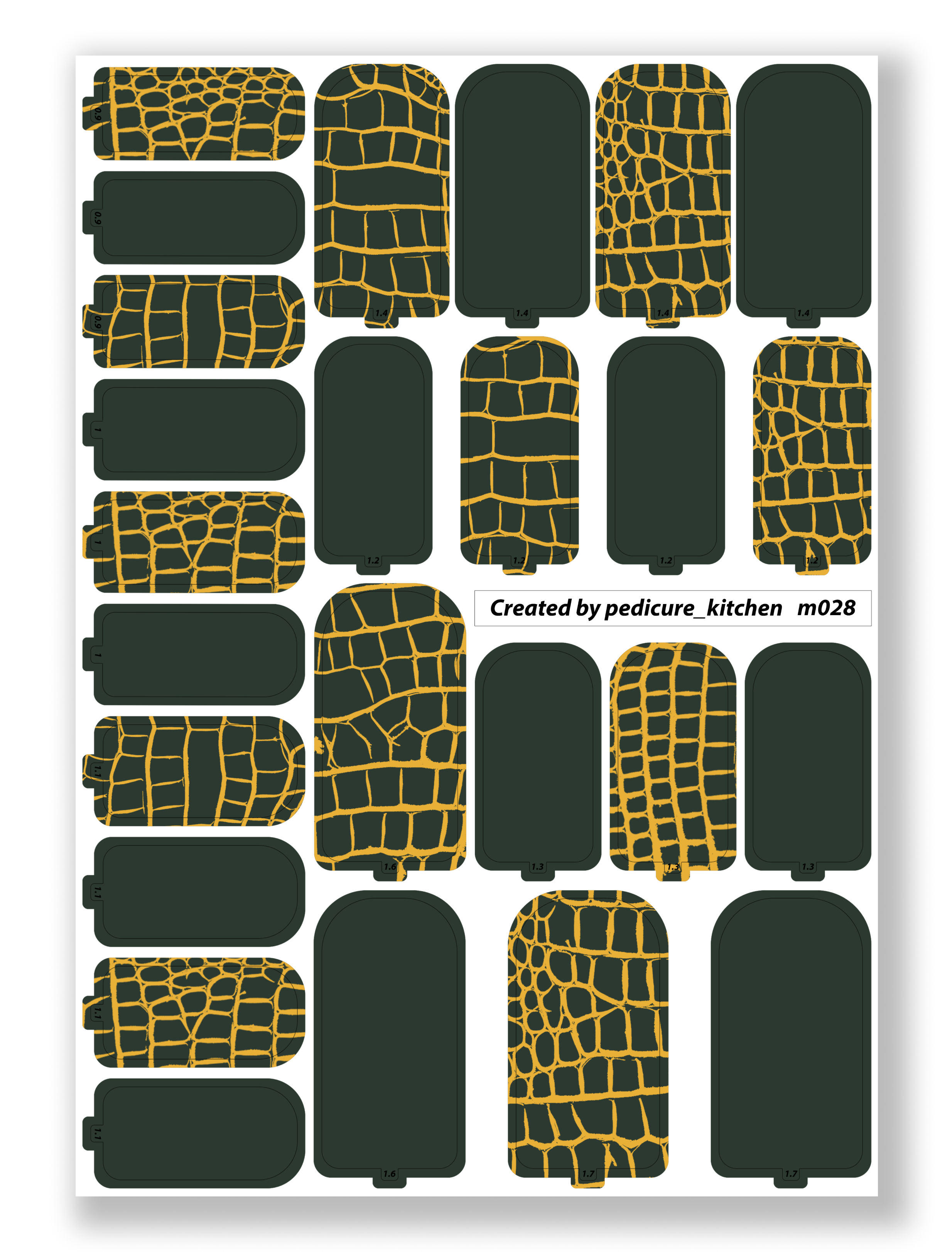 Manicure Krocodile gold foil. Nail wraps M-028