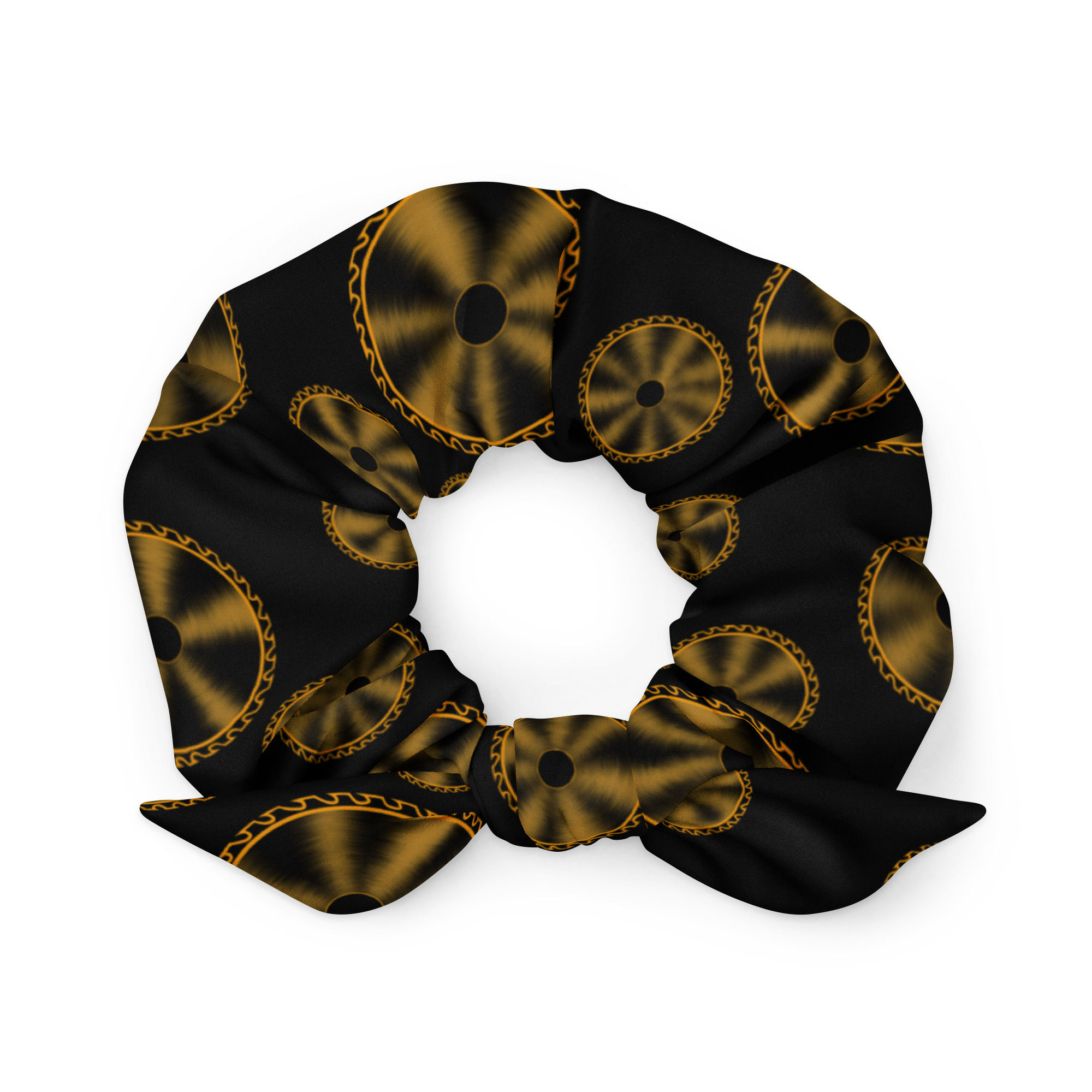 Orange Circular Saw Blade Recycled Scrunchie - "Death's Mending Touch" 