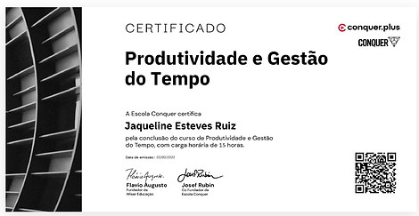 certificado - produtividade e gestão do tempo