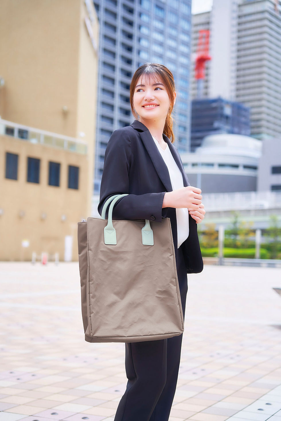 うちわすっぽり2WAYトートバッグ　イメージ写真　グリーン